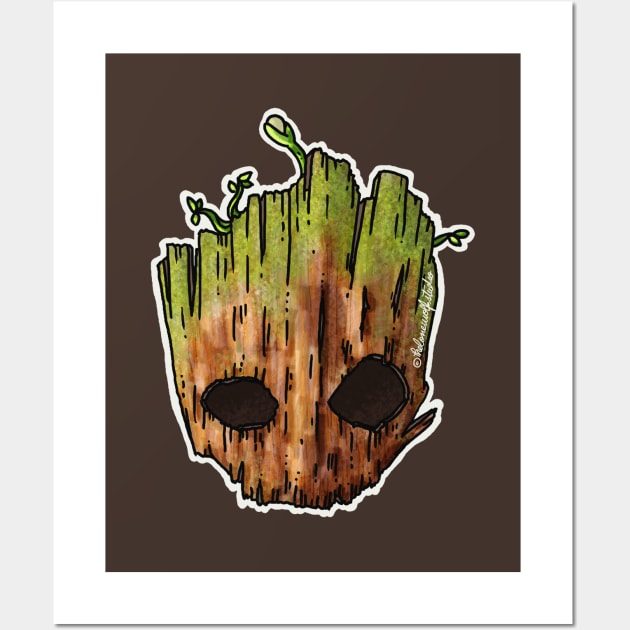 Baby Groot Skull Wall Art by TheLoneWolfStudio